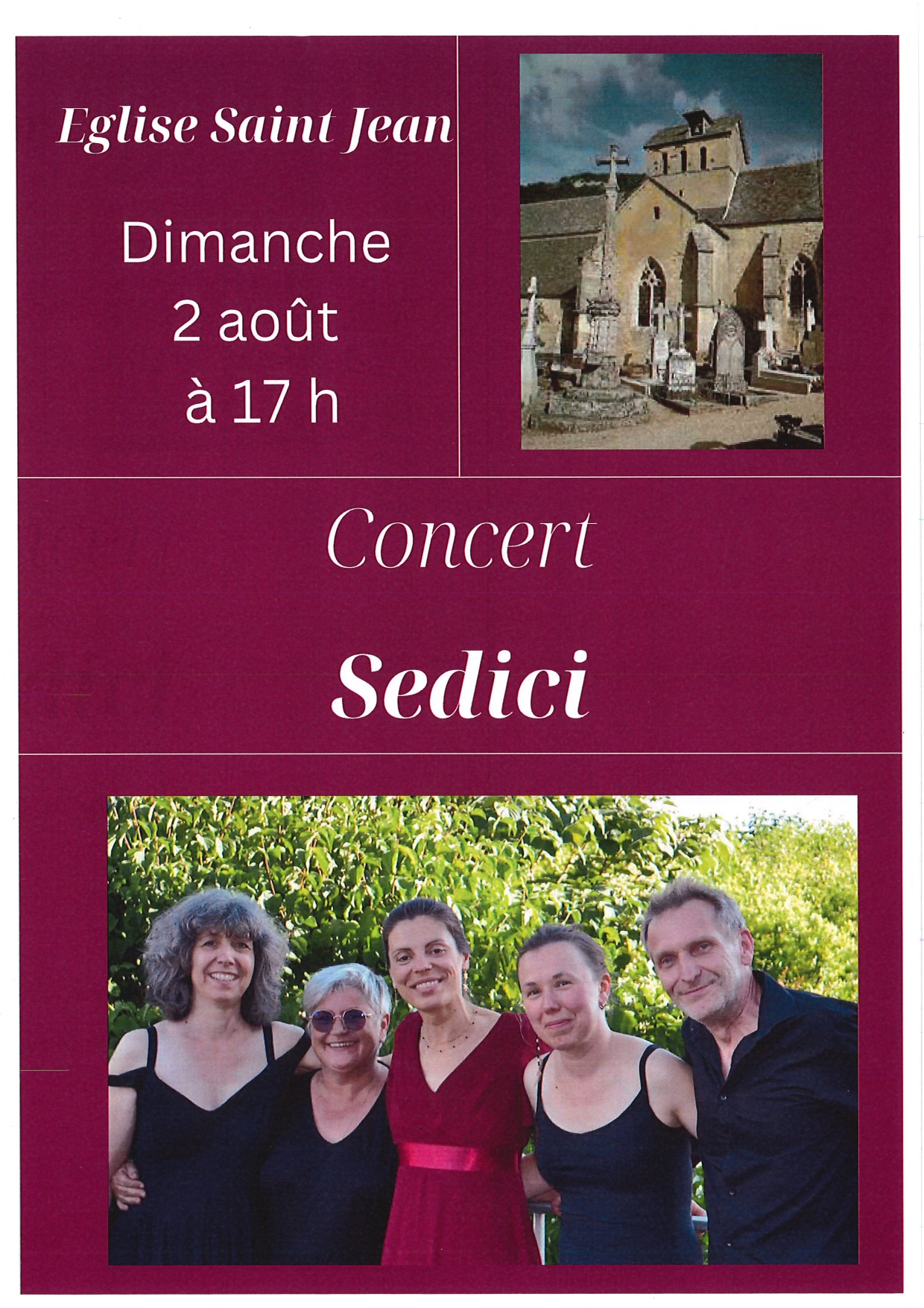 Concert Sedici à l'Eglise Saint Jean